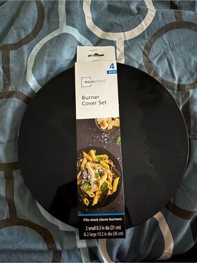 Mainstays Black Round Burner Cover Set - 4 Pieces